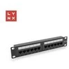 LYNX 10" komutacinė panelė, 12 prievadų, UTP Cat5e, 50µ, neekranuota, juoda