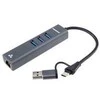 HUB USB PremiumCord Adapteris USB-C na USB-A Gigabit 10/100/1000Mbps + 3x USB 3.2 złącze