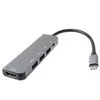 USB-C šakotuvas PremiumCord adapteris su USB-C ir HDMI jungtimis, USB 3.0 ir 2 USB 2.0 jungtimis bei maitinimo šaltiniu.