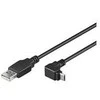 PremiumCord USB kabelis Micro USB 2.0 kabelis, A-B, jungtis úhl 90° 1m (černý)