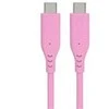 PREMIUMCORD USB-C–USB-C laidas, 60 W, 480 Mbps, silikoninis, rožinis, 1,5 m