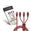 RhinoTech įkrovimo ir duomenų kabelis 3 viename USB-C (MicroUSB + Lightning + USB-C) 40 W 1,2 m raudonas