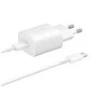 EP-TA800EWE + EP-DA705BWE Samsung 25W Travel Charger + USB-C/USB-C Data Cable baltos spalvos be pakuotės