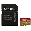 Atminties kortelė SanDisk Micro SDHC karta 32GB Extreme PLUS (R100/W90MB/s, UHS-I V30, Rescue Pro Deluxe) + adaptér
