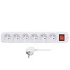 Solight prailgintuvas 5m, 6 lizdai, jungiklis, 16A/3680W, PVC, baltas