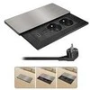 „Solight“ įmontuojamas lizdų blokas su stumdomu dangteliu, 2 lizdai, HDMI, USB A+C 20W PD, 2m, sidabrinis