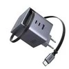 Ugreen 65828 Nexode 100W GaN įkroviklis su ištraukiamu USB-C kabeliu