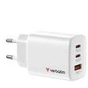 VERBATIM GaN Nabíječka Essentials 65W, 2xUSB-C, 1xUSB-A, bílá