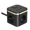 Viking maitinimo adapteris YC33, 3x 230 V, 1x USB-A, 2x USB-C, ON/OFF mygtukas, ilgis 1,4 m, juodas