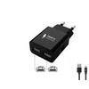 Winner Group WG - Síťová nabíječka 2x USB-A 2,4A , Smart IC + kabelis USB-A na Type-C, juodas