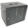 XtendLan 19" sieninė spinta 12U 600x600, keliamoji galia 60 kg, stiklinės durelės, išskleistos, juodos