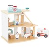 Viga Toys VIGA medinė ligoninė su greitosios medicinos pagalbos liftu, 15 vnt