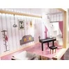 KIK MDF medinis lėlių namelis + baldai 78cm juodas LED