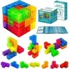 Malplay Magnetinių 3D kaladėlių dėlionė kubas su kortelėmis