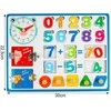Malplay Medinė manipuliacinė mokomoji lenta matematikos skaičiai, laikrodis