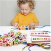 Malplay Montessori medinės kaladėlės su virvelėmis mokymuisi