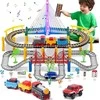 Malplay Urban Transport Track trasa su šviečiančiu tiltu– kūrybiškas žaislas vaikams (102 dalys)