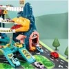 Malplay Žaislinė automobilių trasa su stovėjimo aikštele ir 4 automobiliais Dinozauras