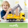 Malplay Žaislinis sunkvežimis su ekskavatoriumi, statybinis vilkikas, automobilis 1:16, šviesos, garsas