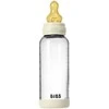 BIBS naujasis stiklinis buteliukas nuo dieglių 240 ml medium flow pilnas komplektas Ivory