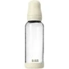 BIBS naujasis stiklinis buteliukas nuo dieglių 240 ml medium flow pilnas komplektas Ivory