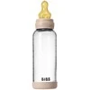 BIBS naujasis stiklinis buteliukas nuo dieglių 240 ml medium flow pilnas komplektas Blush