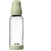 BIBS naujasis stiklinis buteliukas nuo dieglių 240 ml medium flow pilnas komplektas Sage