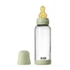 BIBS naujasis stiklinis buteliukas nuo dieglių 240 ml medium flow pilnas komplektas Sage