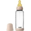 BIBS naujasis stiklinis buteliukas nuo dieglių 240 ml medium flow pilnas komplektas Blush