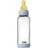 BIBS naujasis stiklinis buteliukas nuo dieglių 240 ml medium flow pilnas komplektas Baby mėlynas
