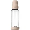 BIBS naujasis stiklinis buteliukas nuo dieglių 240 ml medium flow pilnas komplektas Blush