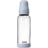 BIBS naujasis stiklinis buteliukas nuo dieglių 240 ml medium flow pilnas komplektas Baby mėlynas