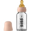 BIBS stiklinis buteliukas nuo dieglių 110 ml (Blush) pilnas komplektas