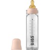 BIBS stiklinis buteliukas nuo dieglių 225 ml (Blush) pilnas komplektas
