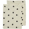 Meyco Baby muslino šluostės 30 × 30 cm (2 vnt.), Sweet Heart Soft Sand/Juodas