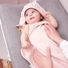 Pink Meyco Baby medvilninis vonios rankšluostis su gobtuvu 80 × 80 cm, Soft Rožinė – Terry Ruffle