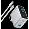 Anker charger 100W, 2xUSB-C, 1xUSB sidabrinis