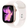 Išmanusis laikrodis Apple „Watch Series 11 GPS“, 46 mm, rožinio aukso spalvos aliuminio korpusas su šviesiai melsvu sportiniu dirželiu – S/M