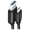 Axagon duomenų ir įkrovimo USB 3.2 Gen 1 kabelis, kurio ilgis 1 m. 3A. Juodas pynė.