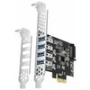 Axagon PCI-Express kortelė su keturiais išoriniais USB 3.2 Gen1 jungtys su dviguba galia. Renesas mikroschemų rinkinys. Standartinis ir žemas profilis.