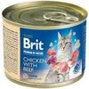 BRIT Premium by Nature vištiena with jautiena - wet cat food - 200g