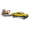 Bruder „Dodge Ram 2500“ servisas su priekaba ir mini ekskavatoriumi