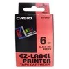 Casio originali etikečių spausdintuvo juostelė, Casio, XR-6RD1, juoda druk/raudona įdėklas, nelaminuotas, 8m, 6mm