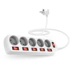 CONNECT IT prailginimo laidas, 5 lizdai, 2 m, su jungikliais (baltas)