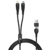 USB Connect IT laidas CONNECT IT 4w1 USB-C/USB Lightning/USB-C 1.25m juodas laidinis laidas