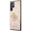 „Guess GUHCS22L4GMGPI S908 S22“ itin rausvas/rožinis kietas dėklas su dideliu metaliniu logotipu