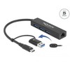 Delock 3 Port USB 3.2 Gen 1 Hub + Gigabit LAN
