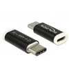 DELOCK USB 2.0 Micro-B adapteris (priegloba) > USB Type-C 2.0 vyriškas (įrenginys) juodas