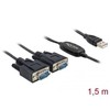USB adapteris Delock USB - RS- 232 x2 Juodas (61886)