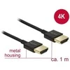 DELOCK kabelis didelės spartos HDMI su eternetu – HDMI-A kištukas > HDMI-A vyriškas 3D 4K 1 m Slim Premium